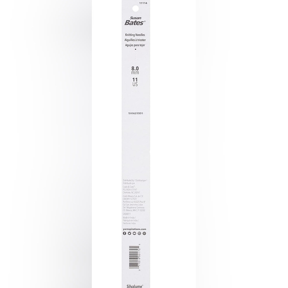 Susan Bates 14-Inch Silvalume Single Point Knitting Needle 8mm, Silver Pink - Picture 3 of 4